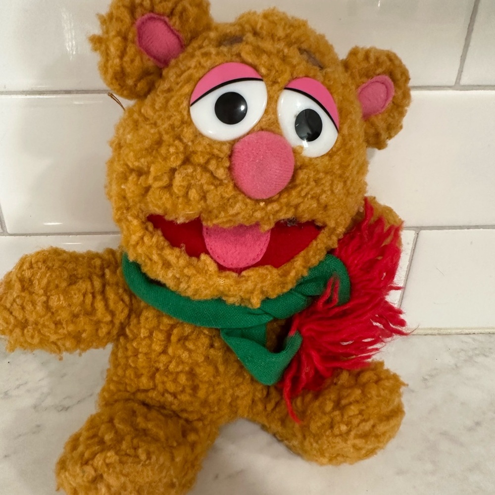 Brown Fozzie Muppets Plush Bear with Green Scarf